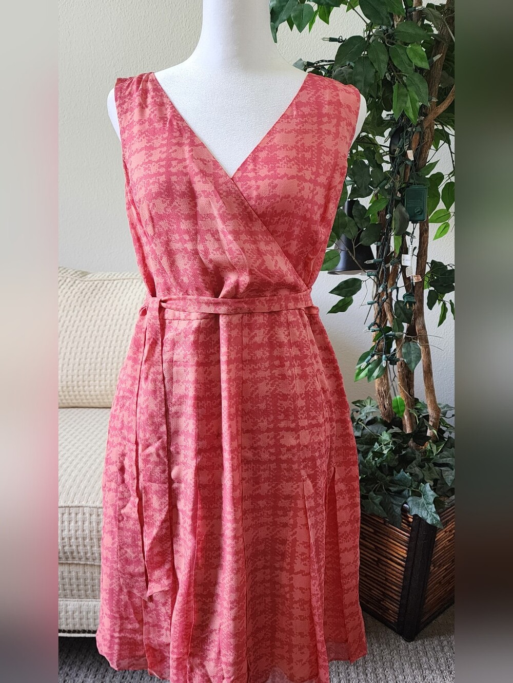 Ann Taylor Petite Silk Sleeveless Wrap Midi Dress